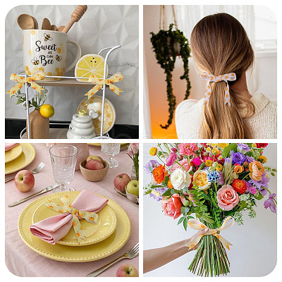 3Rolls 3 Colors Sun Pattern Polyester Ribbon OCOR-TA0003-30-1