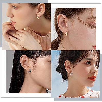 Crescent Moon Chunky Stud Earrings Half Hoop Earrings Open Oval Drop Earrings Teardrop Hoop Dangle Earrings Pull Through Hoop Earrings Statement Jewelry Gift for Women JE1089C-1