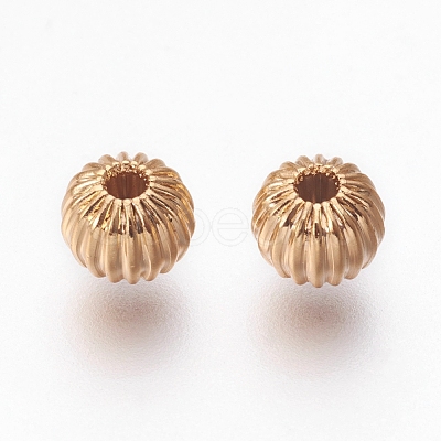 Brass Corrugated Beads X-KK-S314-6mm-13G-1