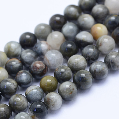 Natural Hawk's Eye Beads Strands G-L478-01-6mm-1