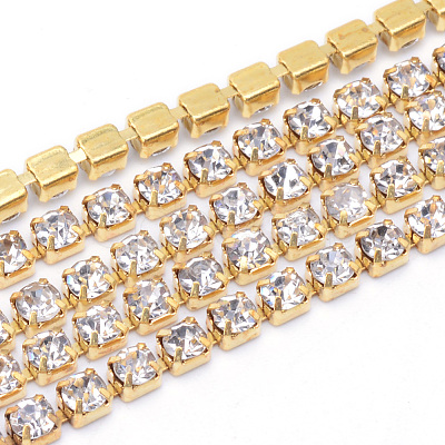 Brass Rhinestone Strass Chains CHC-T003-SS16-01C-1
