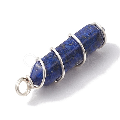 Natural Lapis Lazuli Double Terminal Pointed Pendants PALLOY-JF02673-04-1