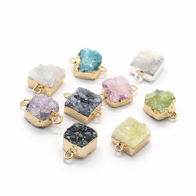 Natural Druzy Quartz Links connectors G-P396-11G-1