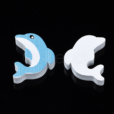 Printed Natural Wooden Beads WOOD-S055-27-1