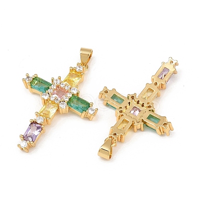 Brass with Cubic Zirconia Pendants KK-L255-08G-1