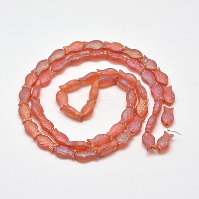 Frosted Electroplate Glass Fish Beads Strands EGLA-M001-M-1