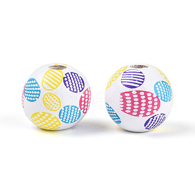 Spray Painted Schima Wood Beads WOOD-T032-37A-1