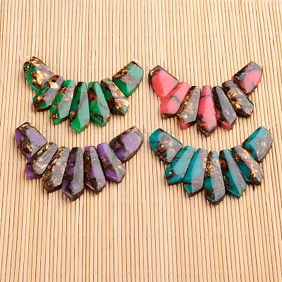 Assembled Dyed Synthetic Imperial Jasper and Bronzite Pendants G-E327-01-1