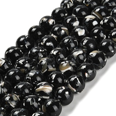 Assembled Synthetic Stone and Trochus Shell Beads Strands G-B128-08D-04-1
