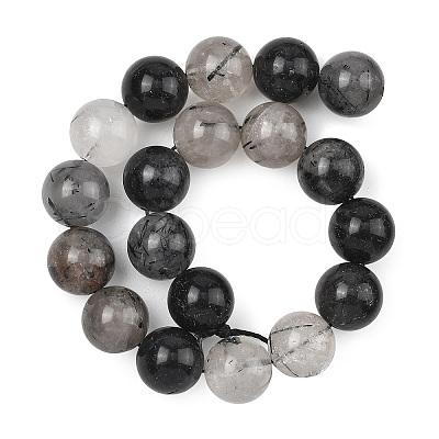 Natural Tourmalinated Quartz/Black Rutilated Quartz Beads Strands G-D361-01A-10mm-1