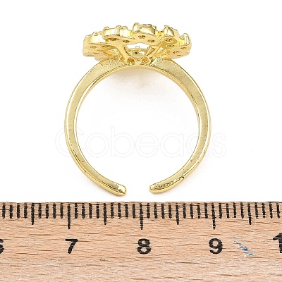 Adjustable Brass Micro Pave Cubic Zirconia Cuff Ring Settings for Half Drilled Beads RJEW-Z113-23G-1