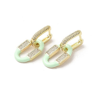 Oval Golden Brass Dangle Hoop Earrings EJEW-L268-041G-06-1