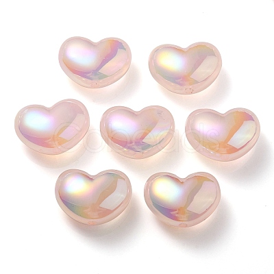 UV Plating Rainbow Iridescent Imitation Jelly Acrylic Beads X-OACR-C007-08B-1