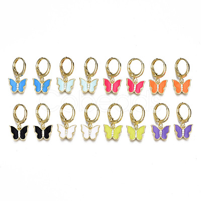 Brass Micro Pave Clear Cubic Zirconia Huggie Hoop Earrings EJEW-T014-33G-NF-1