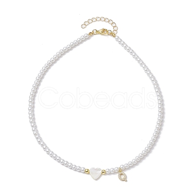 Brass Micro Pave Grade AAA Cubic Zirconia Letter Pendant Necklaces NJEW-JN04771-17-1