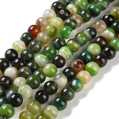 Natural Striped Agate/Banded Agate Beads Strands G-Z060-A01-A04-1