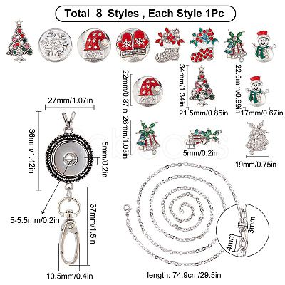 DIY Interchangeable Christmas Office Lanyard ID Badge Holder Necklace Making Kit DIY-SC0022-03-1