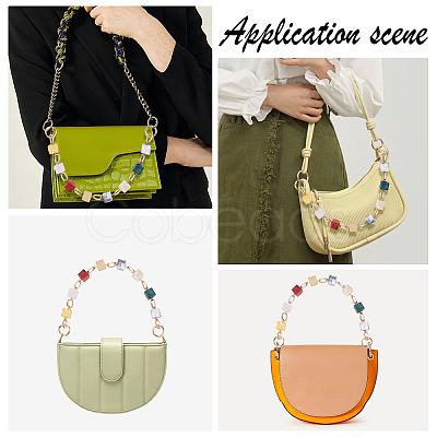 Random Color Square Acrylic Curb Chain Bag Strap FIND-WH0092-28A-1
