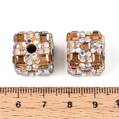 Polymer Clay Rhinestone Beads with Square Acrylic CLAY-T022-03E-1