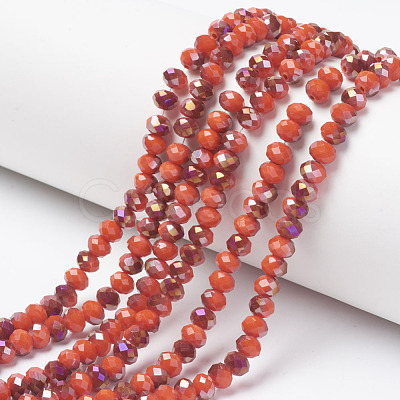 Electroplate Opaque Glass Beads Strands EGLA-A034-P6mm-F12-1