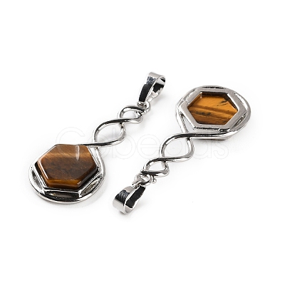 Natural Tiger Eye Pendants G-F777-05P-11-1