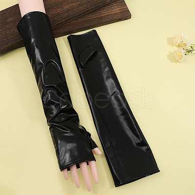 Polyester Long Fingerless Gloves AJEW-WH20018-117B-1