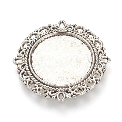 Tibetan Style Alloy Cabochon Connector Settings X-TIBE-T003-13AS-NR-1