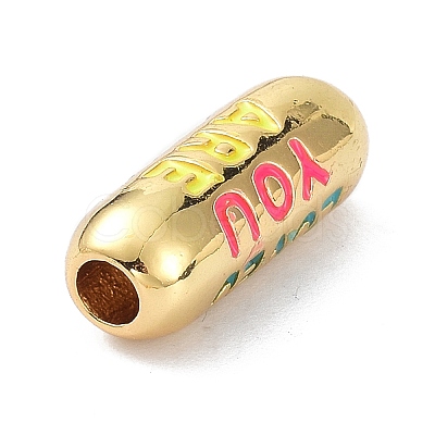 Eco-Friendly Brass Enamel Beads KK-C220-06G-01-1