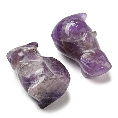 Natural Amethyst Carved Healing Mouse Figurines DJEW-D012-02A-1