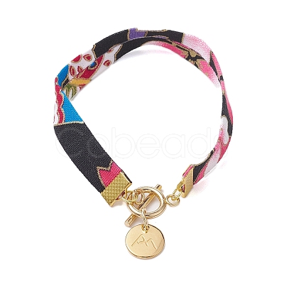 Ethnic Style Polyester Flower Printed Ribbon Bracelets BJEW-JB10495-01-1