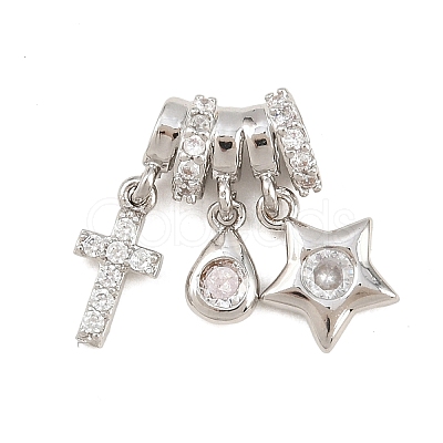 Brass Micro Pave Clear Cubic Zirconia Pendants KK-Z151-03P-01-1