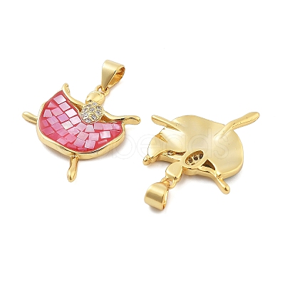 Rack Plating Brass Micro Pave Cubic Zirconia Pendants KK-K380-13G-1