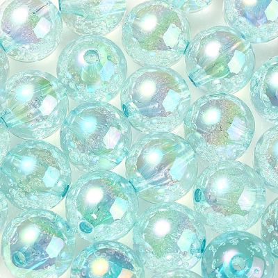 UV Plating Transparent Rainbow Iridescent Acrylic Beads TACR-D010-07D-1