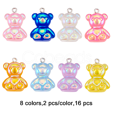 16Pcs 8 Colors Electroplated Resin Pendants CRES-FP0001-12-1