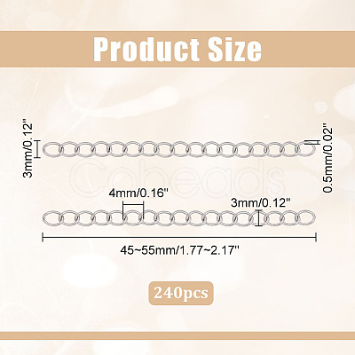 240Pcs 304 Stainless Steel Chain Extender STAS-ME0003-79-1