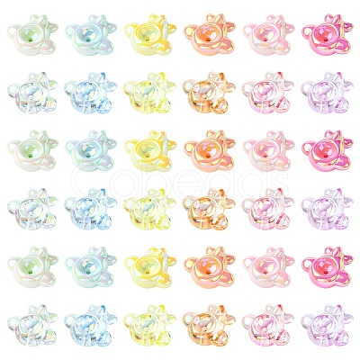 20Pcs 2 Styles Luminous UV Plating Opaque Acrylic Beads MACR-YW0004-73-1