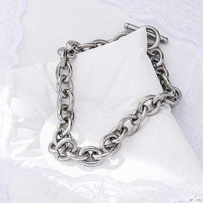Tarnish Resistant 304 Stainless Steel Cable Chain Bracelets BJEW-G618-04P-1