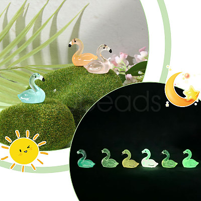 60Pcs 6 Colors Luminous Resin Flamingo Shape Display Ornaments DJEW-CA0001-53-1