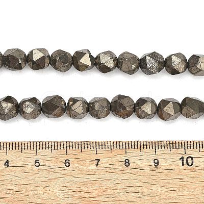 Natural Gold Pyrite/Golden Pyrite Beads Strands G-G458-I01-8mm-1