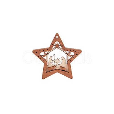 Wood Pendants FIND-WH0162-09-1