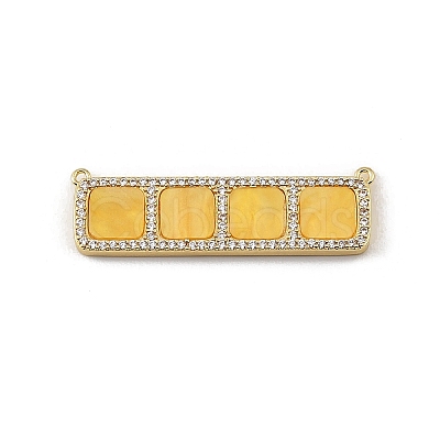 Brass Micro Pave Clear Cubic Zirconia Connector Charms CU-CBA30E8-01G-B-1