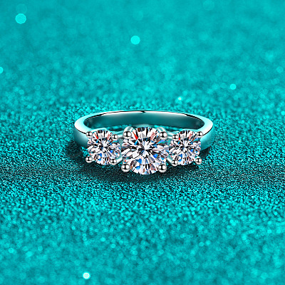 Rhodium Plated 925 Sterling Silver Pave 8.2x4.9mm Moissanite Finger Rings WG3C802-10-1