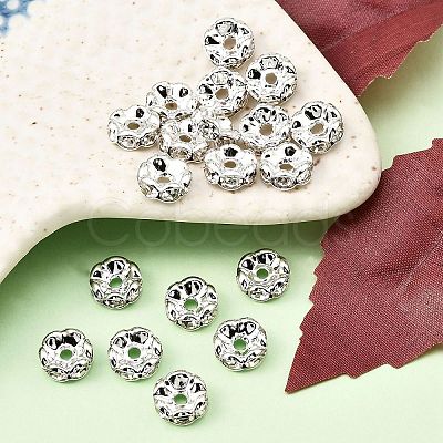 Brass Rhinestone Spacer Beads RB-A014-L8mm-01S-NF-1