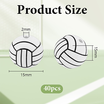 40Pcs Printed Round Silicone Focal Beads SIL-OC0001-24D-1