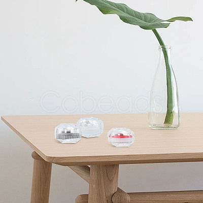 3Pcs 3 Colors Transparent Plastic Ring Packing Boxes OBOX-LP0001-01-1