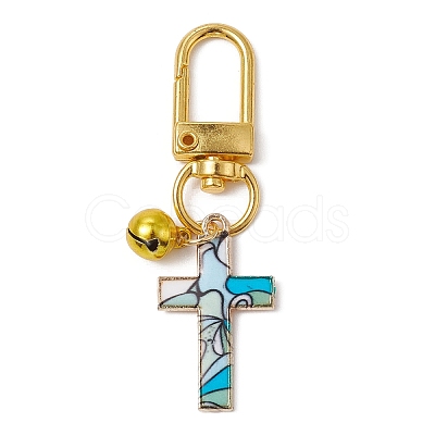 Cross Alloy Enamel Pendants Decorations HJEW-JM01074-1