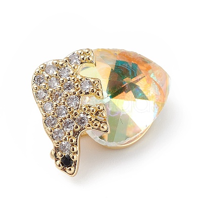 Real 18K Gold Plated Rack Plating Brass Micro Pave Clear Cubic Zirconia Pendants KK-C015-06G-05-1