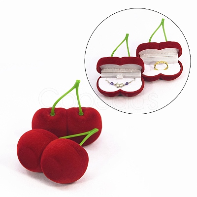 Valentine's Day Cherry Shaped Velvet Ring Gift Boxes PW-WG31374-01-1