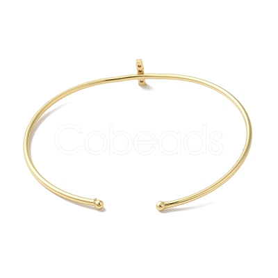 Rack Plating Brass Micro Pave Clear Cubic Zirconia Letter Open Cuff Bangles BJEW-A018-01G-I-1