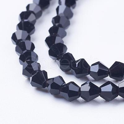 Black Glass Bicone Beads Strands X-GLAA-S026-10-1